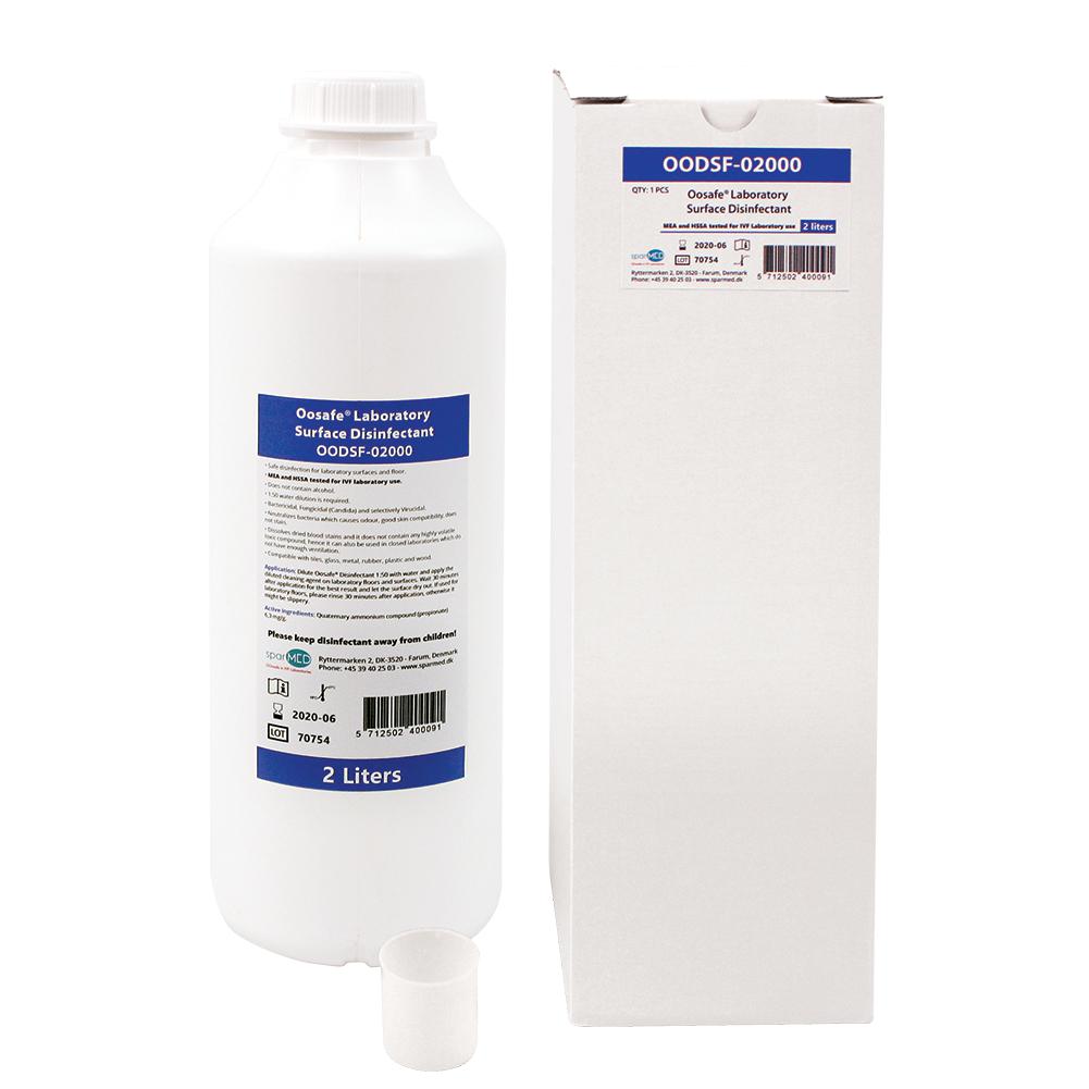 Oosafe® Laboratory Surface Disinfectant 2L with Dose Cup – IVFSynergy